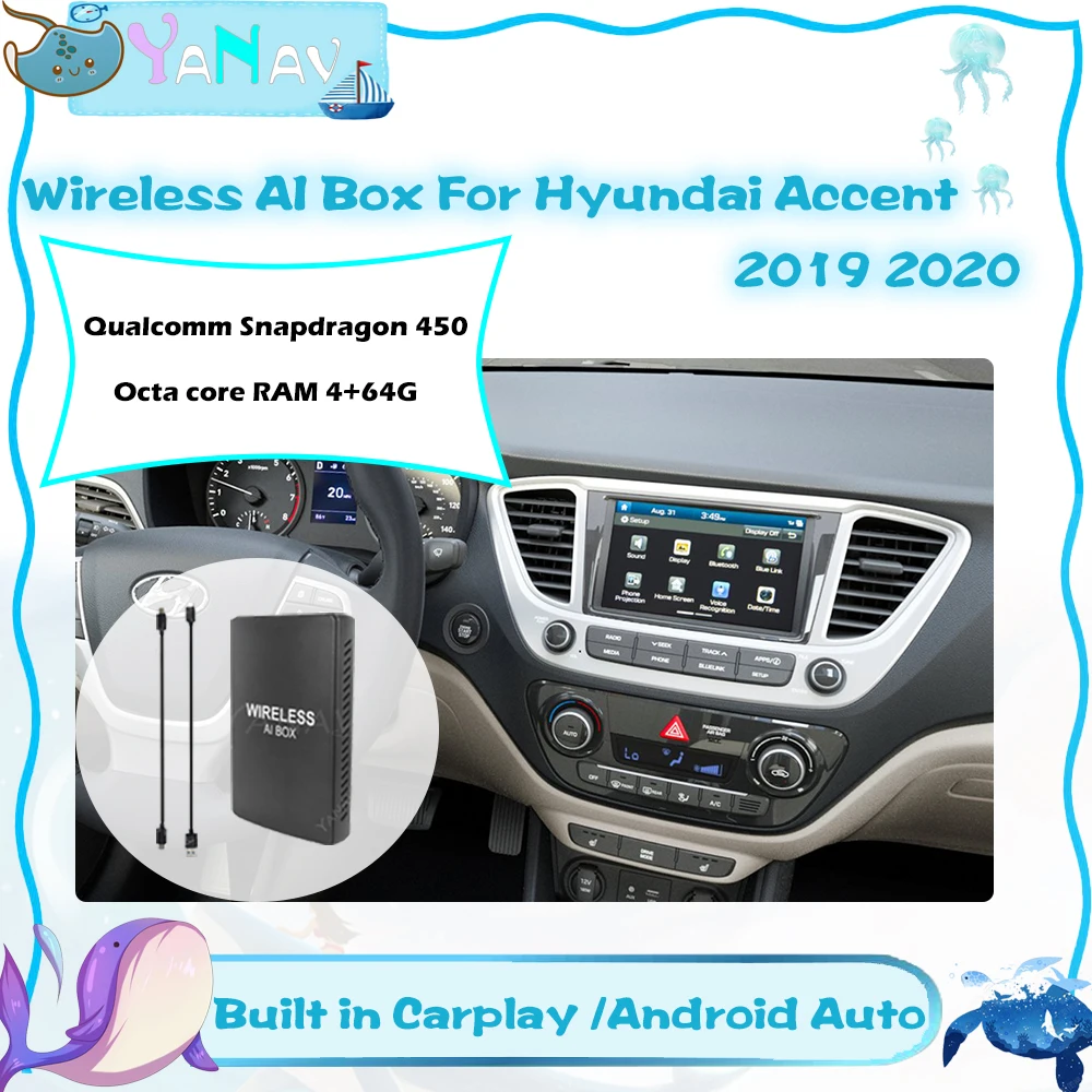 Android Carplay For Hyundai Accent 2019 2020 Wireless Ai Box Qualcomm ...
