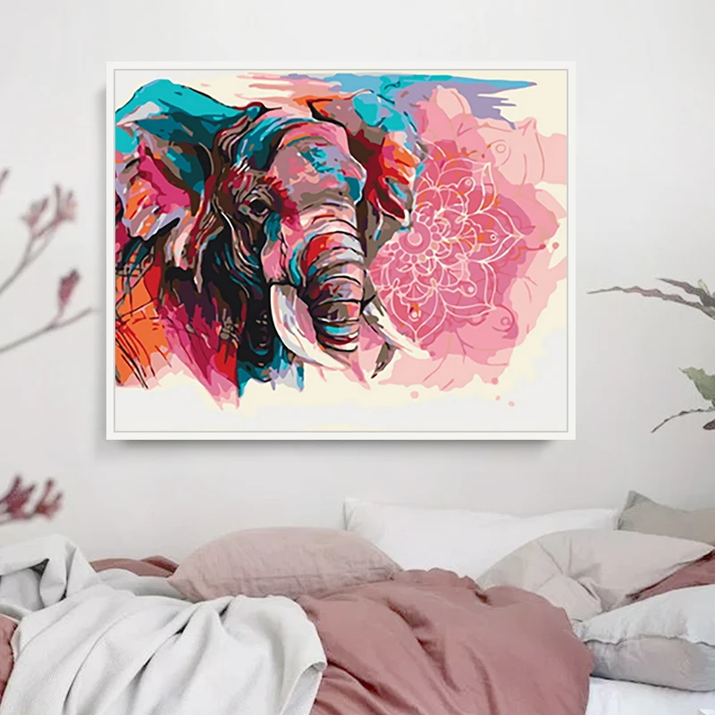 DIY Цифровая живопись абстрактное животное слон креативное Искусство гостиная ручная роспись Декоративная картина декомпрессия