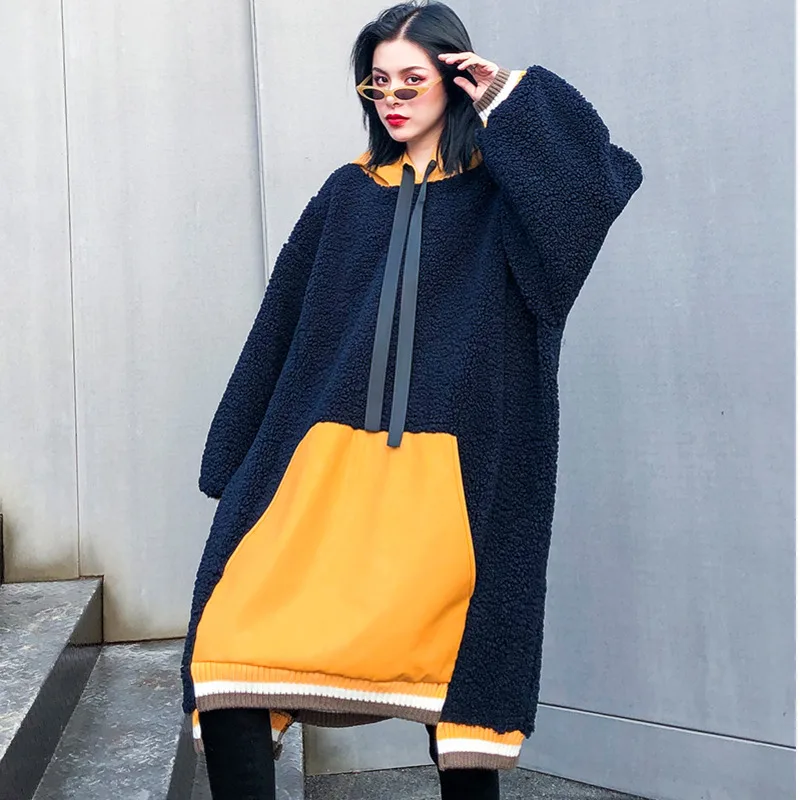 XUXI Lamb Fleece Coat Women Fashion Long Sleeve