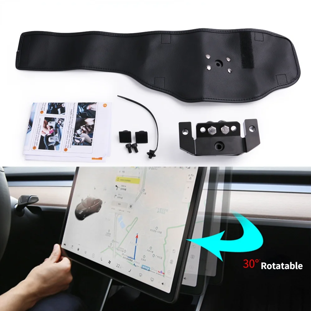 For Tesla Model 3 Model Y Central Control Screen Rotation Bracket Car GPS Navigation Holder Rotatable Screen Accessories for tesla model 3 model y 2017 2020 car carbon fiber abs central control panel protective patch central interior accessories