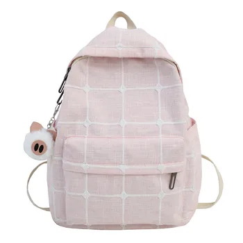 

Women/Girl Backpack Fashion Female Large-capacity Zipper Solid School Bag Student Mori Canvas Backpack Small Fresh Bag 6131 Bag