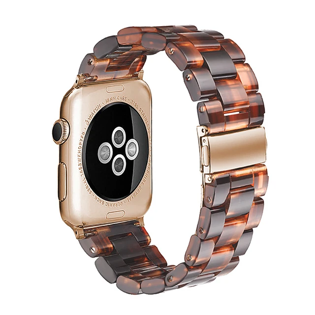 Resin strap for apple watch band 7 44mm 40mm 42mm 38mm 41 45mm correa transparent Loop watchband for iwatch 7 6 se series 5 4 3 Dark honey