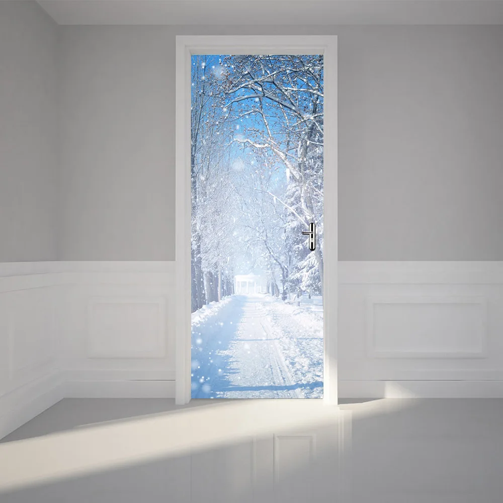 ZHIYU брендовые водонепроницаемые ПВХ обои самоклеящиеся голубое небо пустыня дизайн 3d наклейки на дверь 77*200 см обои на дверь домашний декор