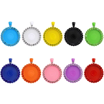 

5pcs Rhinestone Bezel Pendant Trays Cabochon Pendant Setting 1 inch/25mm Diy time gem jewelry accessories