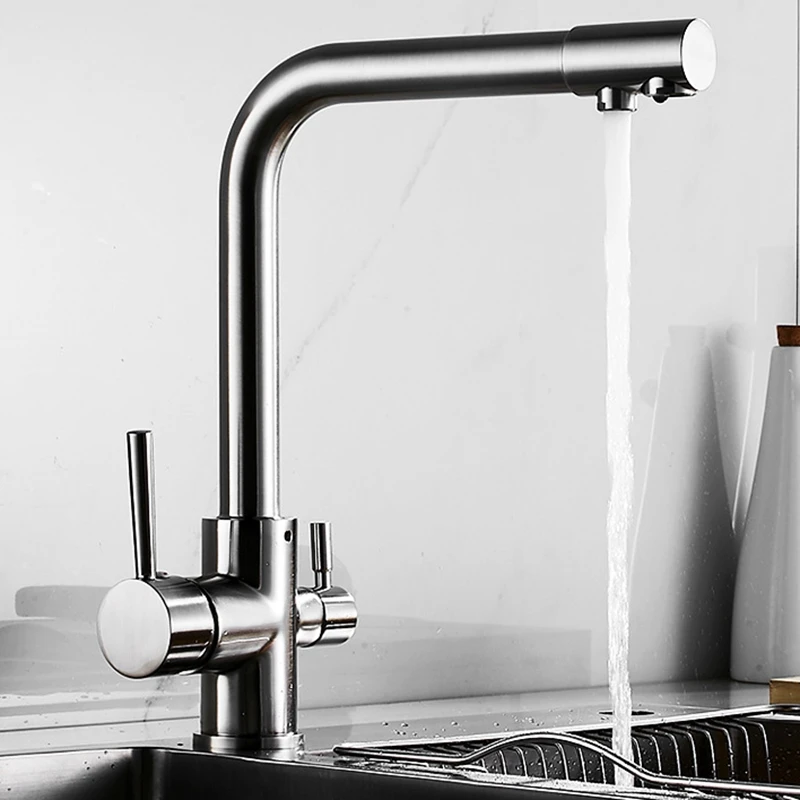  Kitchen Sink Faucet Mixer Seven Letter Design 360 Degree Rotation Water Purification Tap Dual Handl - 4000546122446