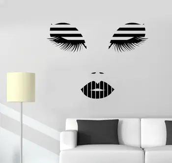 

Vinyl wall applique beauty salon makeup shop , sexy eyes lashes lips stickers home fashion decorative wall stickers MF32