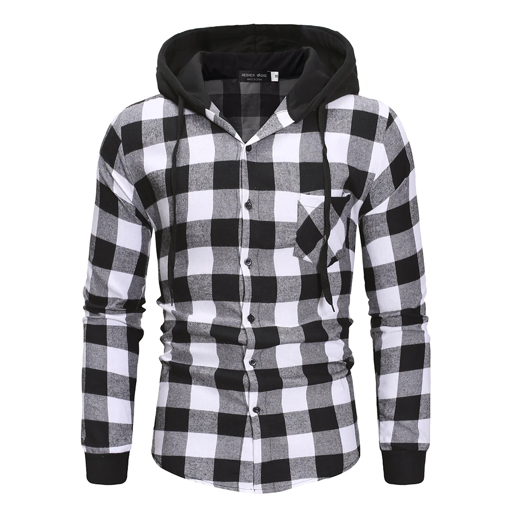 Men's Shirts Autumn Fashion Casual Plaid Shirts Long Sleeve Cotton high quality Pullover Hooded Shirt Winter Mens Top Blouse Men's Shirts Autumn Fashion Casual Plaid Shirts Long Sleeve Cotton high quality Pullover Hooded Shirt Winter Mens Top Blouse