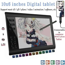 Tablet Graphics Drawing Professional 12-Express-Keys 8192 Pen Refill-Support Battery-Free