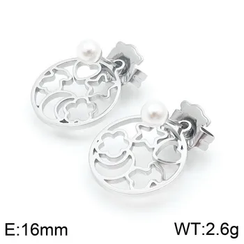 

Hot Fashion Women Silver Color Gold Stainless Steel Hollow Animal Bear Flower Star Heart Moon Stud Earrings Pulseras Jewelry