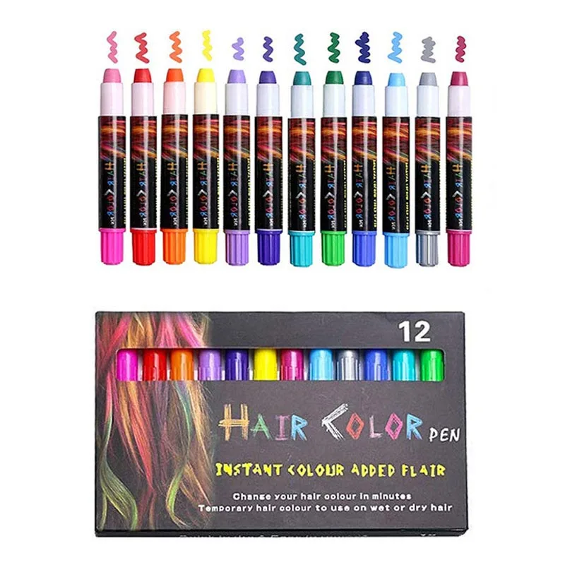 Временная Краска для волос, Меловые карандаши для волос, карандаш для цвета волос, набор для лица, безопасный Рождественский подарок для детей, цвет волос