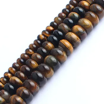 

6 8 10MM Natural Rondelle Stone Beads Yellow Tiger Eye Round Loose Beads For Jewelry DIY Making Bracelet Charms Accessories 15''