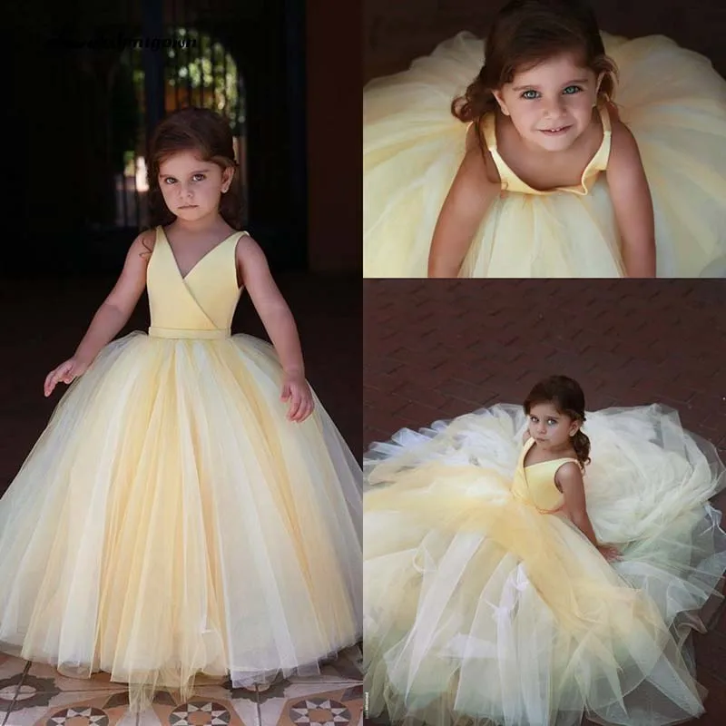 light yellow flower girl dresses