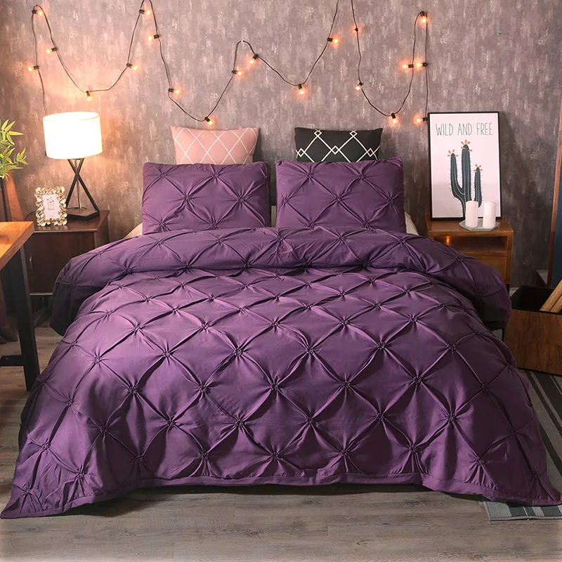 

Simple Solid Color Bedding Set Black Duvet Cover Sets White King Queen Size Gold Quilt Gray Comforter Covers 3Pcs 260x230