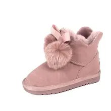  2021 new Kids Snow Boots Thick Child Genuine Leather Warm Plush Soft Bottom Baby Girls Boots Winter snow boots Cotton shoes 