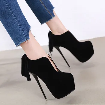 

Karinluna 2020 Dropship Women Shoes Woman Sexy Fashion Platform Top Quality Thin High Heels Spring Bow Party Ankle Booties