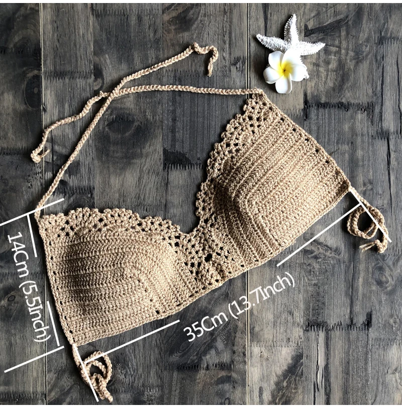 Sfit, одноцветные бикини, купальник Mujer, вязаные крючком пляжные топы, вязаные сексуальные бикини, женский купальный бюстгальтер, женский купальник без подкладки