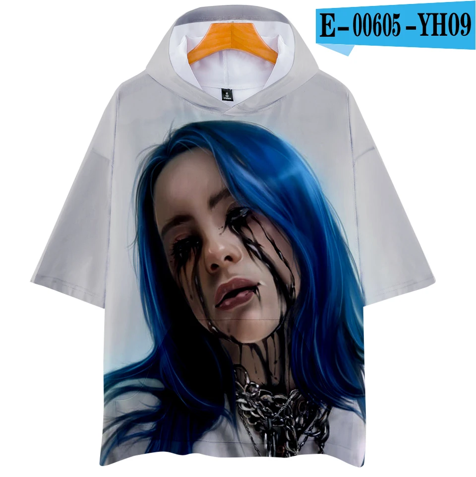 Billie Eilish za 3D толстовки новые с коротким рукавом модные лето/весна футболка классная и дышащая футболка с коротким рукавом - Цвет: 3D