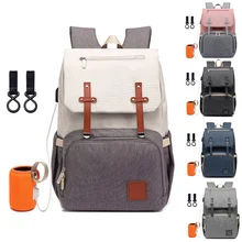 Bolsa de pañales para mamá, bolsos de maternidad de moda para el cuidado del bebé con USB, mochila de lactancia multifunción de viaje para cochecito GYH