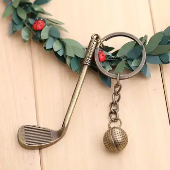 

Golf Keychain Jewelry Accessories Present Brassie Model 3D Alloy Key Chain Creative Sports Birthday