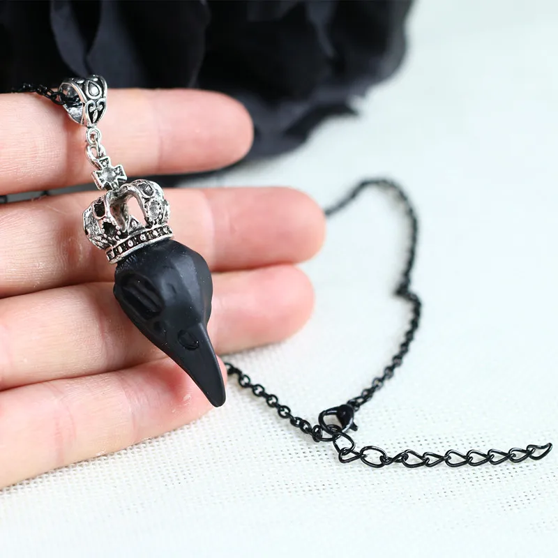 Black Raven Necklace,skull Raven With 