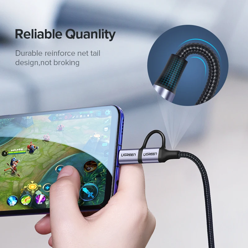 Кабель Ugreen USB Type C для Samsung Galaxy S10 S9 2 в 1 кабель Micro быстрой зарядки и передачи данных