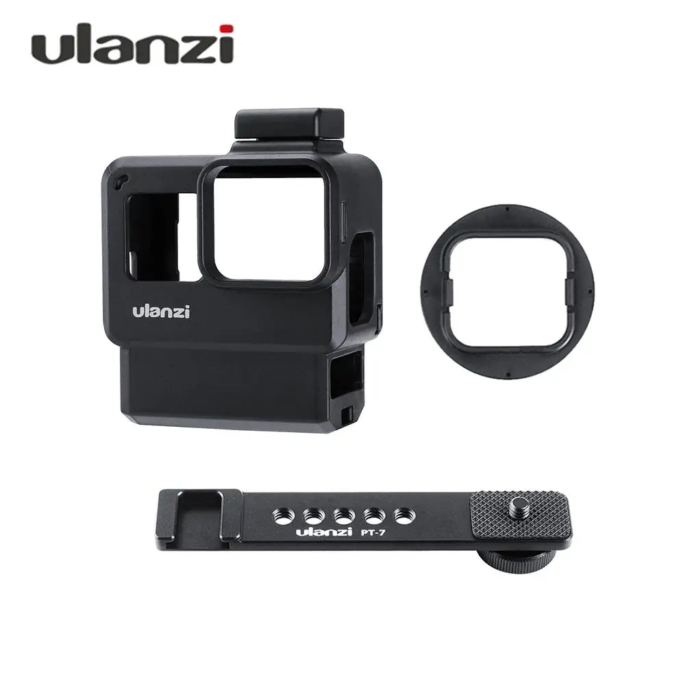 

Ulanzi V2 Pro Sports Camera Cage Vlog Case Protective Cage Microphone Video Light 52mm Filter Mic Adapter for GoPro Hero 7 6 5