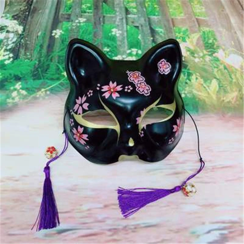 

Japanese fox mask Cat Mask Cosplay Cosutmes Natsume Book of Friends Fox Half Face Mask Halloween Cosplay Animal Party Costumes