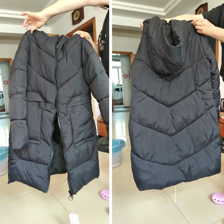 Winter Hooded Thick Warm Jacket Women Casual Cotton Padded Mid Length Coats Korean Snow Wear Overcoats Solid Parka Outwears New