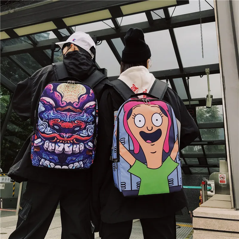 

2019 Trend Versatile Backpack Every Printed Graffiti Backpack Mythical Creatures Clown Couples Oxford Waterproof School Bag