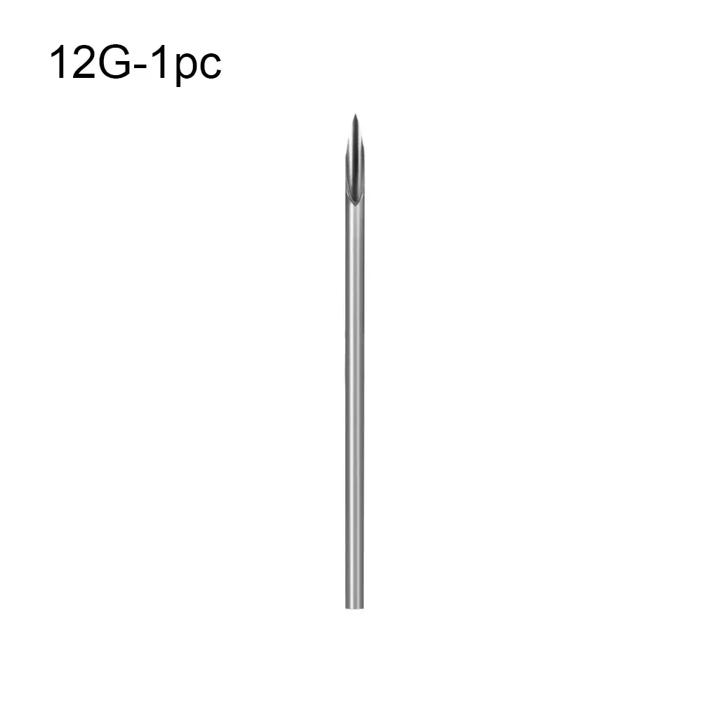 12G-1pc 1 шт. одноразовые стерильные медицинские стальные иглы для пирсинга для губ, ушей, носа пупка три-Скошенные полые иглы боди-арт набор аксессуаров - Габаритные размеры: 12G-1pc