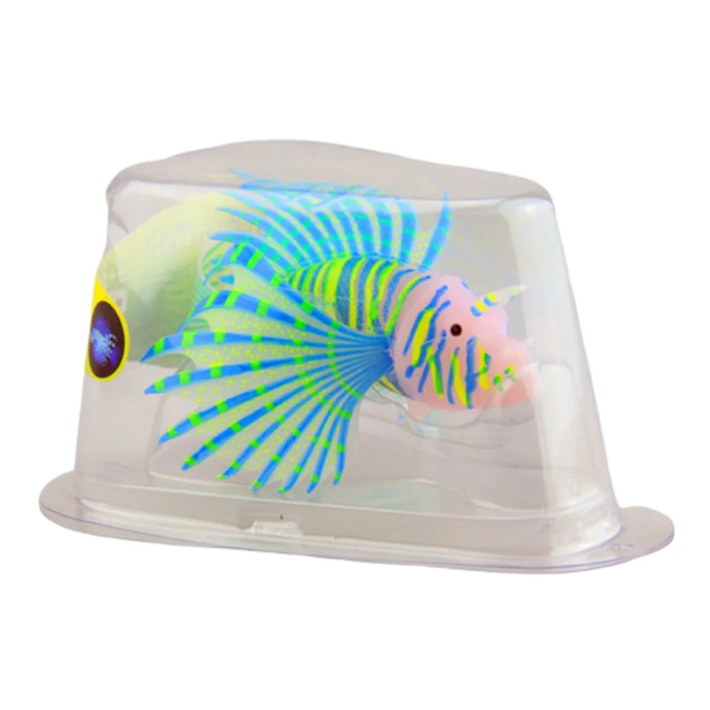 Аквариум силиконовый светящийся аквариум орнамент Декор поддельный Лев пруд рыбный бак Ландшафтный Декор плавающий искусственный - Цвет: blue