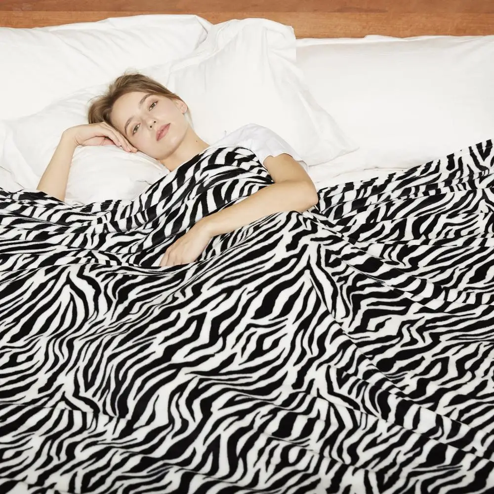 Merrylife Throw Blankets for Sofa bed Pattern Print Striped Cheetah Zebra Home Textile Flannel Plush Soft Travel Oversized-0