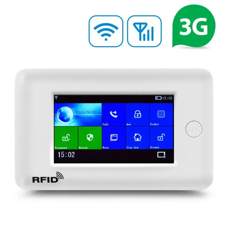 PG106-3G Fuers GSM 3G 2G 433MHz 4.3 Inch Touch Color Screen Wireless WIFI GPRS RFID APP Remote Control Smart Home Security Alarm System - Цвет: PG106-3G