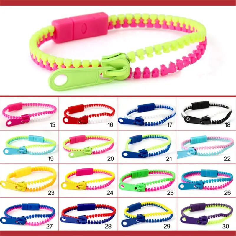 Brazalete de cremallera de la amistad, juguetes sensoriales de 7,5 pulgadas, 12 Uds.