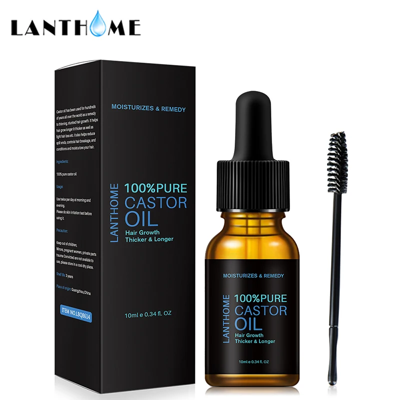 Zwarte essentiële LANTHOME-olie Castor Organische wimpergroei Wenkbrauwversterker Serum Lash Lift-haar_voghion.com