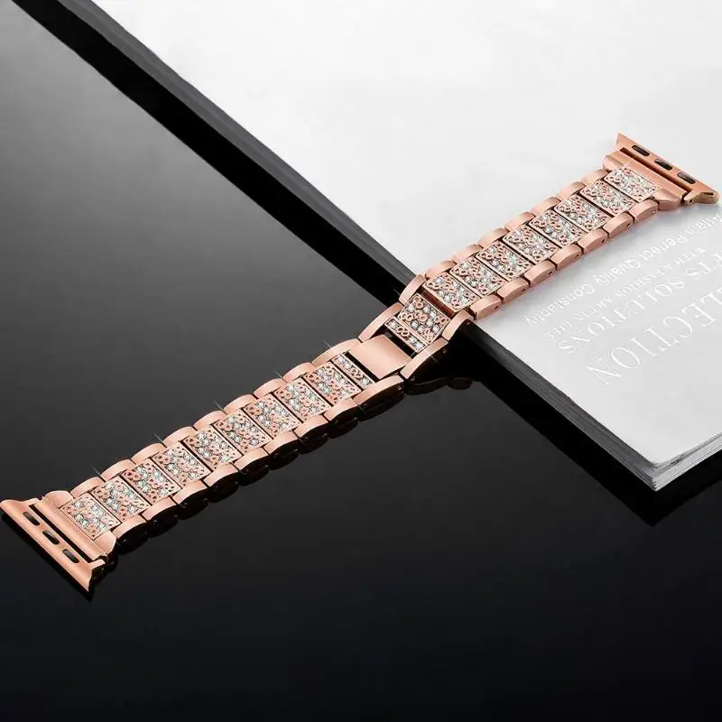 Блестящие бриллиантовые часы браслет ремешок для iWatch Series4 44 мм