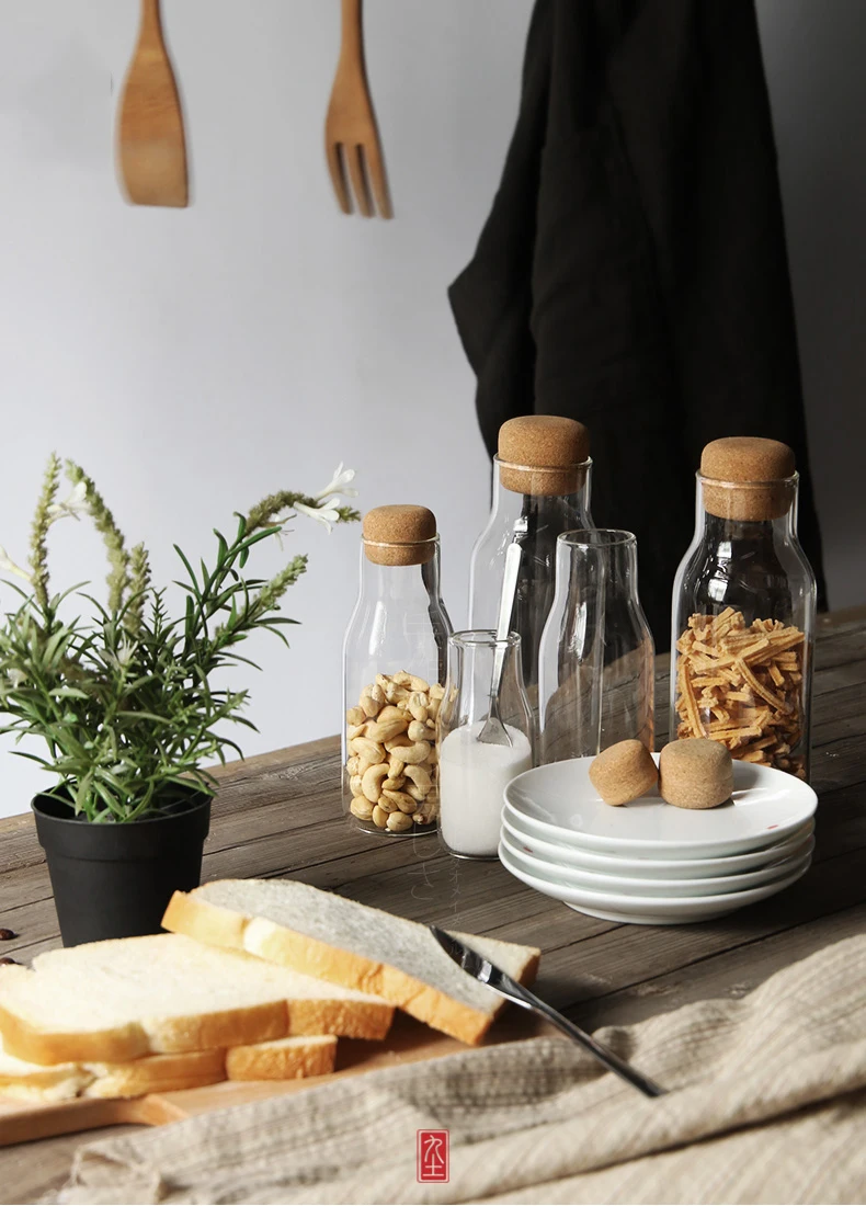 

Glass Jars Storage Can Mason Jar Transparent Cork Stopper Bottle Small Glass Bottles Containers Sealed Tea Coffee Storage Tank