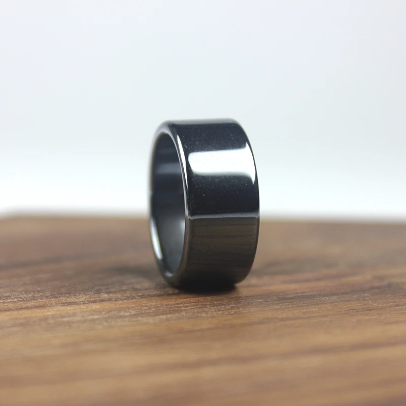 10mm Width Flat Black Female Hematite Natural Couple Men's Women's Rings Christmas Gifts, couples rings