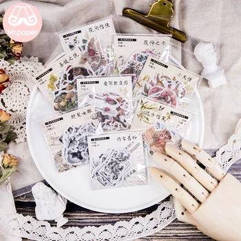 

Mr.paper 40Pcs/pack 8 Designs Vintage Retro Medieval Style Stickers Bullet Journal Angle Fairy Tale Deco Children Stickers