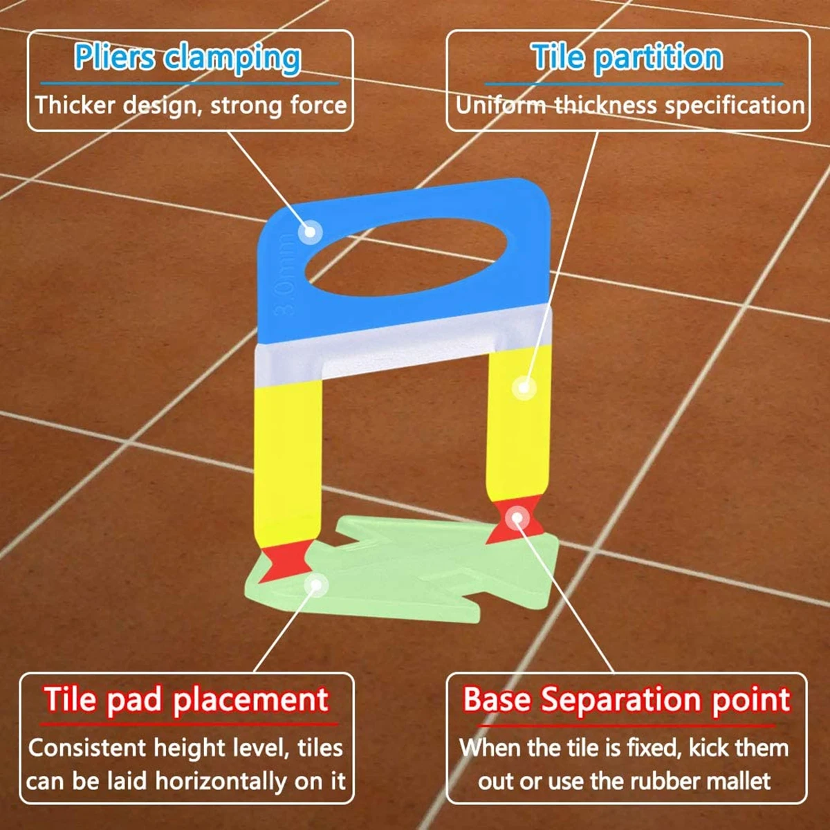 Tile Leveling System 300-1200Pcs DIY Tiles Leveler Spacers Construction Tools for Wall Floor Ceramic Tile Laying Leveling Clips