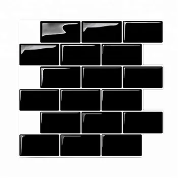 

3D Black Brick Stereo Wall Sticker Home Kitchen Bathroom Walls Decor Oil Proof Self Adhesives Wall Mounted Stickers