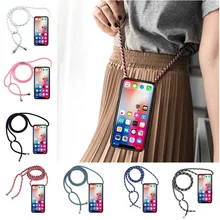 Caso do telefone para lg q6 plus/prime q6a alpha q7 plus q7a q8 q60 q70 silicone caso capa cordão alça de ombro corda cabo coque