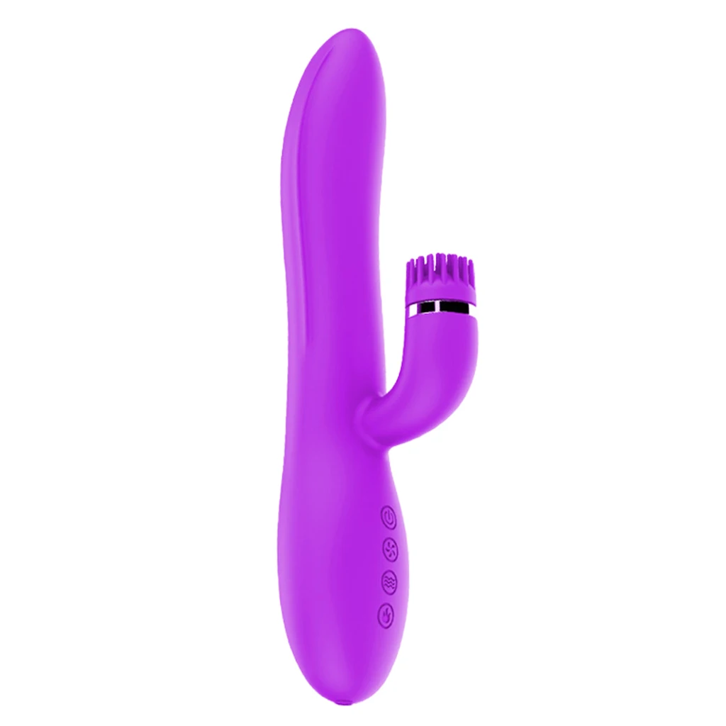 Women Electric Double Head 12 Speed Heating Vibration Rotating Massage Stick Vibration Rabbit Massager Wand