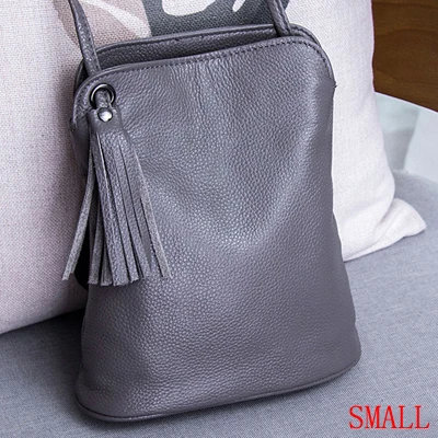 Сумки через плечо из натуральной кожи с кисточками для женщин, женская маленькая сумка на плечо, модная женская сумка-мессенджер, роскошные сумки, сумочка - Цвет: small gray