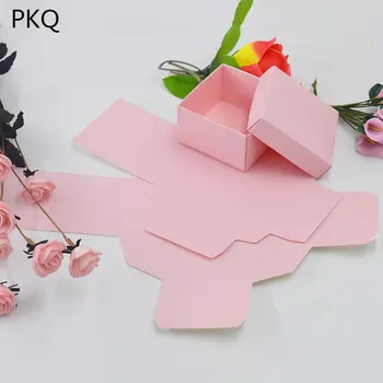 

50pcs/lot Pink blank gift box for wedding party favors packaging small jewelry souvenir craft cardboard paper boxes 8/6