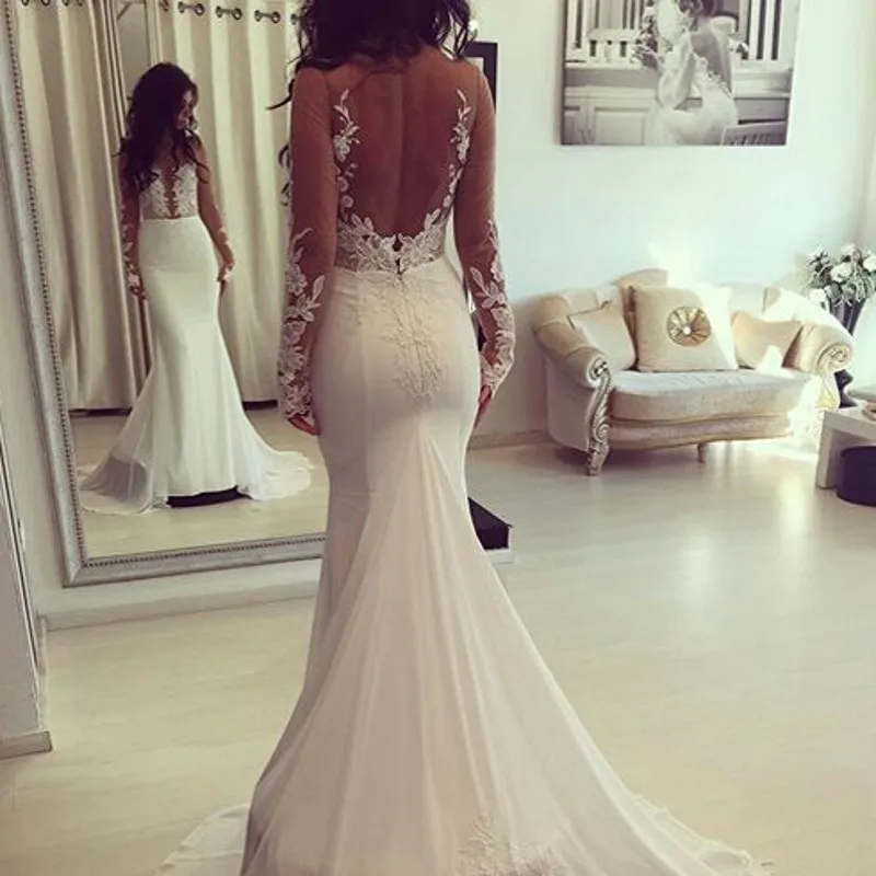 Open Back Mermaid Wedding Dresses New 