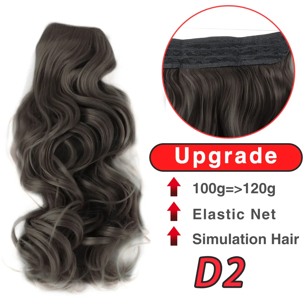 LM 24 ''невидимая проволока для наращивания волос секретная Рыбная линия Шиньоны Длинные волнистые настоящие натуральные синтетические волосы - Цвет: YX02-D2
