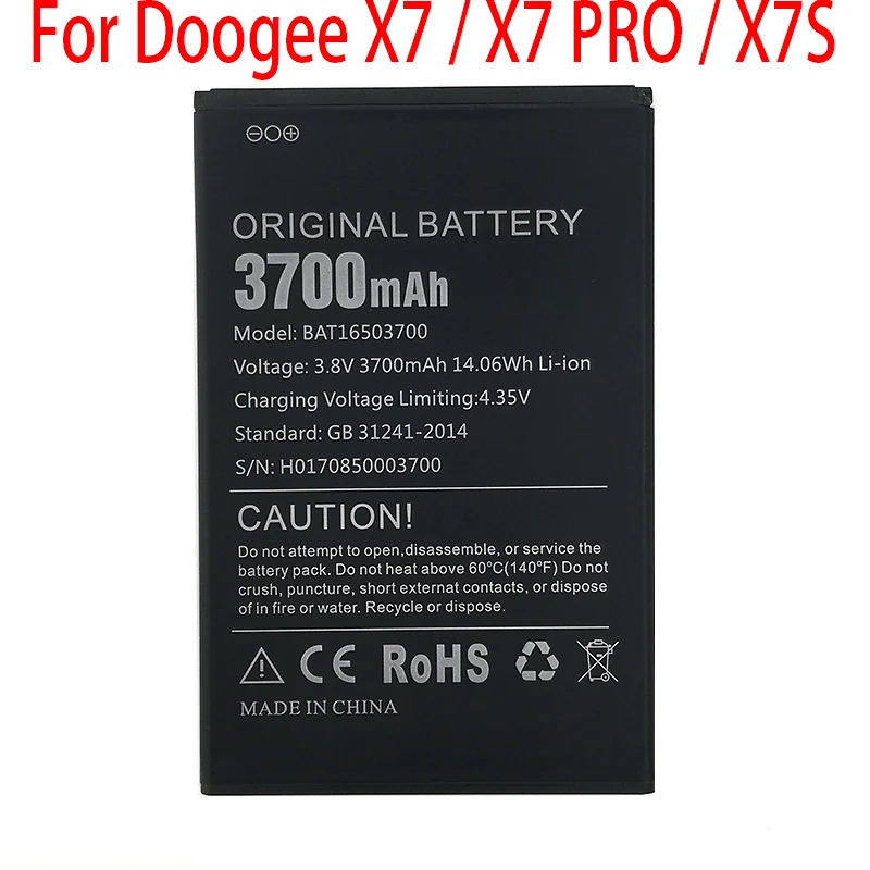 Новый оригинальный 3700 мА/ч Батарея BAT16503700 Для DOOGEE X7 X7S PRO Высокое качество