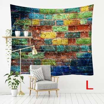 

Tapestry Apartment Polyester Decorative Bedroom Hotel Home Textile Colorful Stone Brick Ornament 3D Printed Wall Hanging