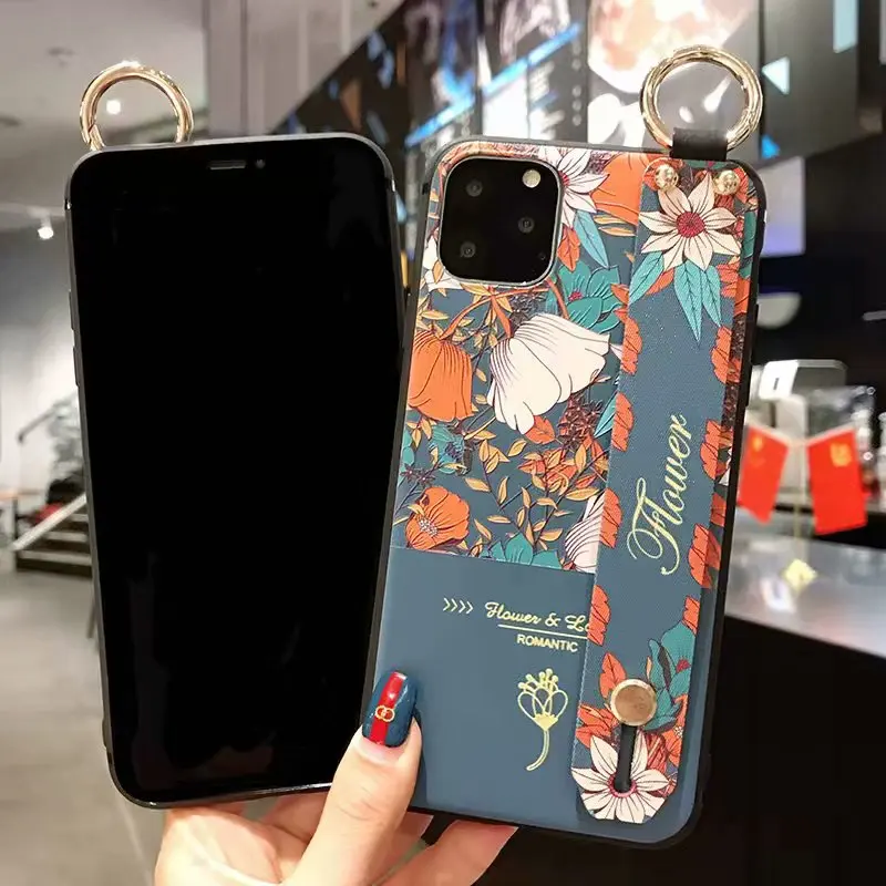 Ремешок для запястья чехол для iphone X Xs max XR 11 Pro Max Мягкий ТПУ чехол-держатель для телефона для iphone 7 8 6 6s plus